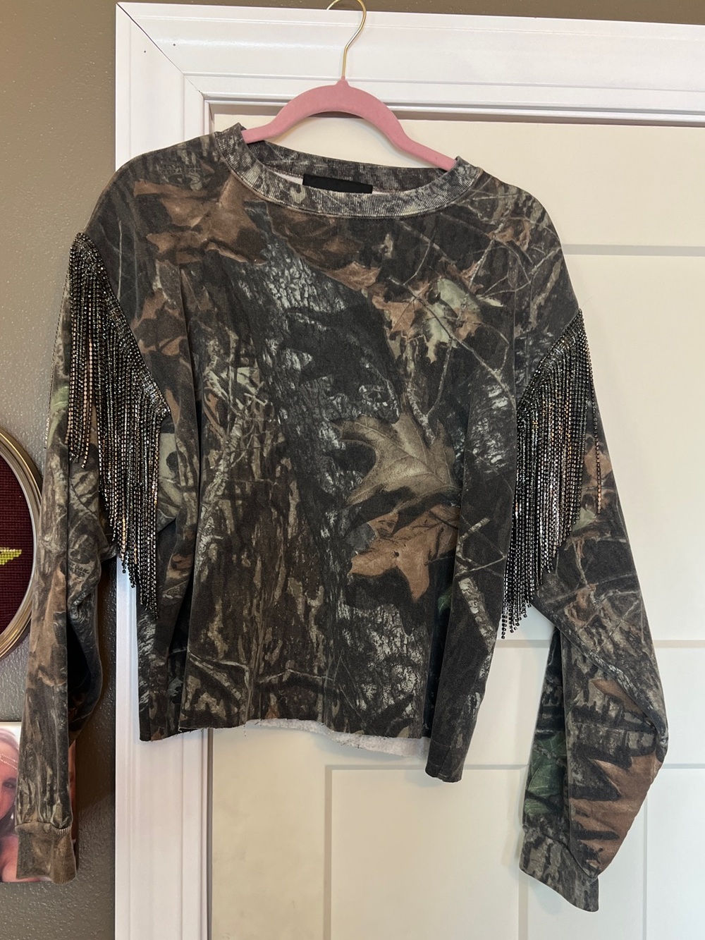 Daniel X Diamond Vintage Camo Rhinestone Sweatshirt
